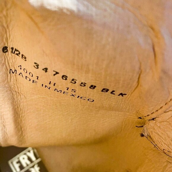 Frye Black Leather Cow skin Mid Calf Boots 6.5B Mexico - Picture 6 of 8
